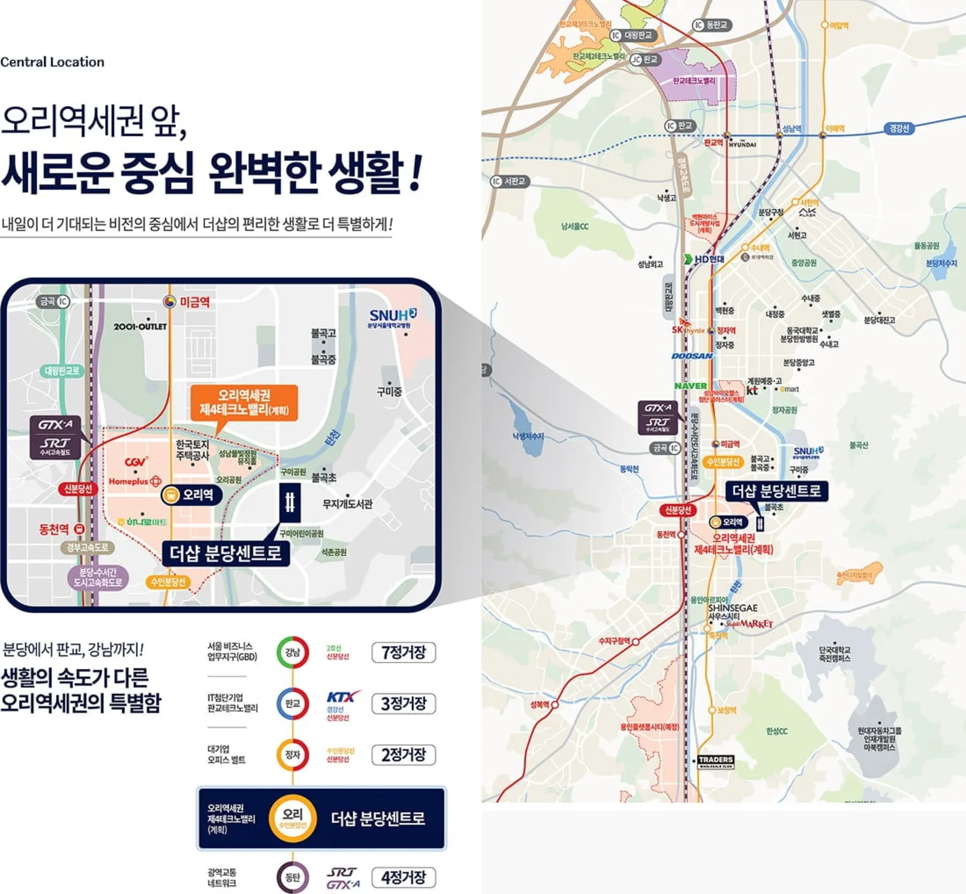 더샵 분당 센트로 입지환경 지도 및 오리역 교통망 안내